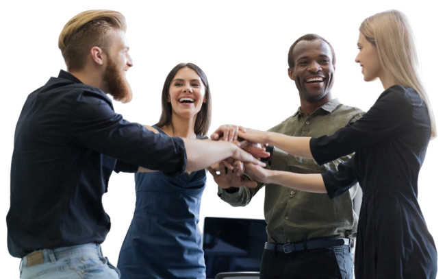 grupo-colegas-sonrientes-cogidos-mano grupo-colegas-sonrientes-cogidos-mano